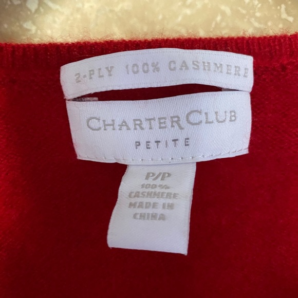 V-neck 100% cashmere sweater size P in deep red. Charter Club - Picture 2 of 6